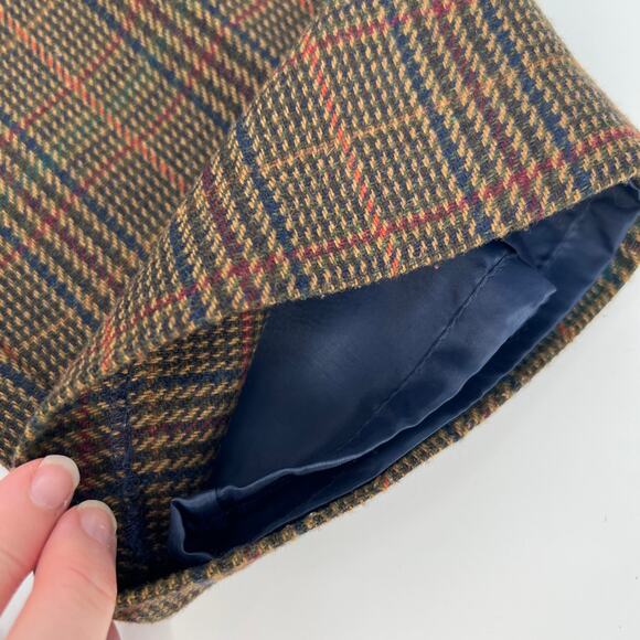 Vtg Sag Harbor Petite Pleated Wool Dress Pants Trouser Women 12 Brown Glen Plaid - Picture 13 of 13